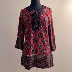 Kim Rogers 3/4 Sleeve Medallion Print Tunic